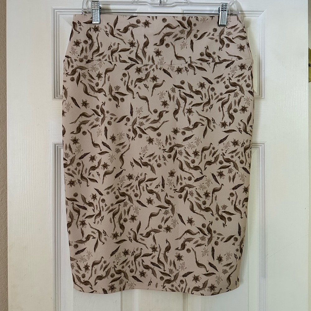 LuLaRoe Pheasant and Feather Pencil Skirt